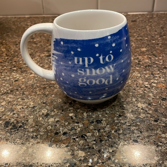 Crate & Barrel Up to Snow Good Holiday Winter Snowflake Pottery Mug - Picture 2 of 5